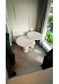 Resim Masif Ahşap Yan Sehpa Seti 2 Li Beyaz Renk Doğal Zigon Ve Fiskos Sehpa - Dekoratif Çiçeklik Beyaz 