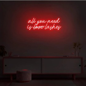 Resim All You Need Is Love Lashes Yazılı Neon Tabela Kırmızı 