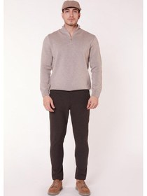 Resim Braccas Erkek Yandan Cepli Bel Bağcıklı Slim Fit Chino Kahverengi Pantolon Kahverengi 