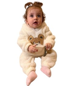 Resim Bt Ticaret Kışlık Welsoft Peluş Cepli Kapüşonlu Lüx Bebek Takımı - Bej 