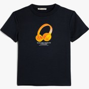 Resim Erkek Çocuk Müzik Temalı Kısa Kollu Bisiklet Yaka Tişört 