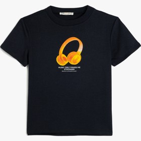 Resim Erkek Çocuk Müzik Temalı Kısa Kollu Bisiklet Yaka Tişört 