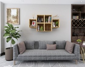 Resim Kitaplık Duvar Rafı Kare 6 Lı Arkalıklı Retro Mobilya Takım Atlantik Çam Atlantik Çam 