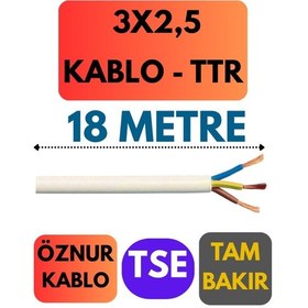 Resim Öznur 3x2,5 Ttr Kablo Metre Seçenekli Beyaz - 18 Metre 