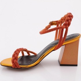 Resim Dgn 806 Kadin Silver Taş Burgulu Topuklu Sandalet 806-1922-R0199 Turuncu 