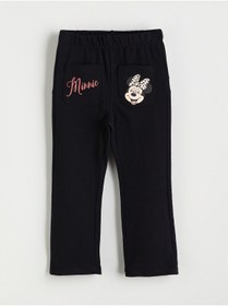 Resim LC Waikiki Siyah Beli Lastikli Minnie Mouse Baskılı Kız Çocuk Tayt 