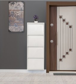 Resim Kaser Metal 4'Lü Metal Ayakkabılık Beyaz 