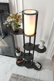 Resim TRAVERS Lambader – Ekstra Geniş 24x72 cm Taban, 140 cm Yükseklik, Modern Dekoratif Ahşap Görünümlü Gövde, E27 Duy Uyumlu, LED Ampul ile Kullanılabilir, Göz Yormayan Aydınlatma (Siyah) 