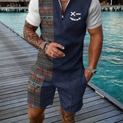 Resim Trendy Smile Face Grafik Baskılı Erkek İki Parça Takım, Kısa Kollu T-Shirt ve Cep Detaylı Bağcıklı Şort, Dış Mekan Sporları İçin Rahat ve Şık, Günlük Kıyafet|Oyuncağı Baskı 