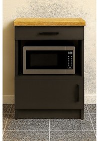 Resim Dora Çok Amaçlı Dolap - Mikrodalga - Erzak - Mutfak - Kiler Dolabı - 60 Cm Antrasit 