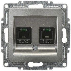 Resim Visage İkili Nümeris Telefon Prizi 2 X Cat3 , Füme Mekanizma + Tuşkapak 