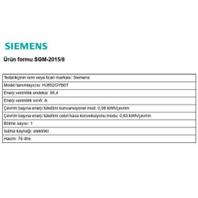 Resim Siemens HJ852GYB0T 76 LT Ankastre Fırın 