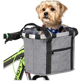 Resim Flybuy Taşıyıcı Sepeti Sepet Ön Ön Kanvas Hayvan Hayvan Gri Evcil Evcil Çerçeve Çanta Bisiklet Bisiklet Ayrılabilir Alüminyum Alaşımlı Fb Gri 