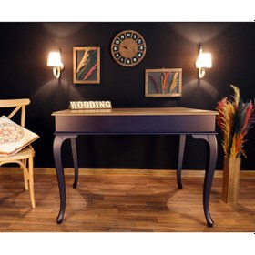Resim Wooding-Mobilya Wooding 100 Cm Masif Lacivert Naturel Yemek Masası 