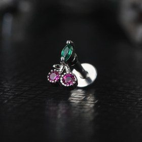Resim depozoom Cerrahi Çelik Kıkırdak Tragus Helix Zirkon Taş Labret Kiraz Piercing 