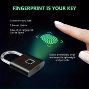Resim Kompakt akıllı parmak izi kilidi - anahtarsız güvenlik, USB şarj edilebilir, hafif alüminyum - valizler ve sırt çantaları için ideal 