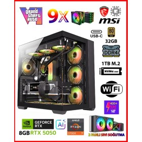 Resim Zeiron Gta-Vı Goat X5050 Ryzen 7 5700X 32GB Ram 1tb M.2 Nvme SSD 8gb Gddr7 RTX5050 Ekran Kartı Premium Masaüstü Bilgisayar 