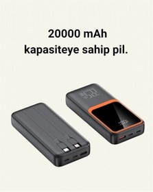 Resim 20.000 Mah Powerbank 22.5w Hızlı Şarj, Çok Kablolu, Dijital Göstergeli Çok Renkli 