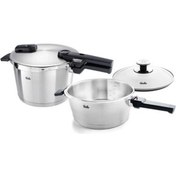 Resim Fissler Vitaquick Premium 6+3,5 Lt Düdüklü Tencere 2'li Set+ Cam Kapaklı 
