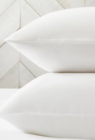 Resim 300 İplik Mısır Pamuklu Tekli Klasik Yastık Kılıfı - Beyaz / Standart 50 × 75 cm 