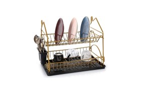 Resim Feyza Design Iki Katlı Metal Bulaşıklık, Şık ve Pratik Kurutma Sepeti 