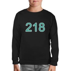 Resim Llord T-Shirt Llordd T-Shirt Squid Game-Number 218 Siyah Çocuk SweaT-Shirt 