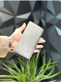 Resim Velse Telefon Bölmeli Unisex Hakiki Deri Telefon Hazneli Uzun Cüzdan Mıknatıslı Ve El Bantlı Cüzdan.macona Antrasit 