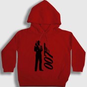 Resim Presmono Unisex Çocuk Kırmızı Tuxedo Film James Bond Kapüşonlu Sweatshirt 