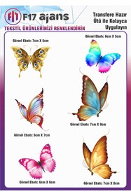Resim F17 Ajans Ütü ile Yapışan Tekstil DTF Transfer Baskı Kelebekler 