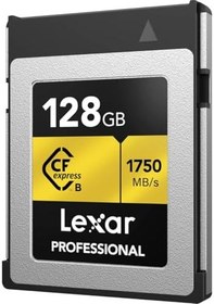 Resim Lexar 128GB Profesyonel CFexpress Tip B Hafıza Kartı GOLD Serisi, 1750MB/s'ye Kadar Okuma, Ham 8K Video Kaydı, PCIe 3.0 ve NVMe'yi destekler (LCXEXPR128G-RNENG) 