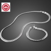 Resim Moda ve Trend Hard NYC Stili 2 Parça Takı Seti S925 Saf Gümüş, Şık 5Mm Tam Yan Kolye + Bilezik Küba Zinciri Erkekler ve Kadınlar İçin, Günlük Düğün Partisi Rahat Giyim İçin Çift Hediyesi, Doğum Günü Hediyesi 
