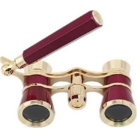 Resim Nefis Işlemeli, Tiyatro / Opera Dürbünü 3x25 Prinç Metal Kaplamalı Retro Kahverengi Çok Renkli 