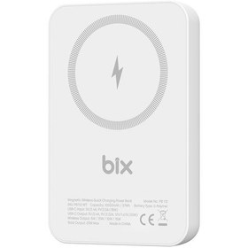 Resim Bix PB112 10000 mAh 15 W Kablosuz Şarj Destekli Powerbank Beyaz 