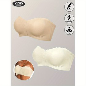 Resim 2 adet Kadın Nefes Alabilen Kaymaz Spor Sütyeni - Ön Kapatma, Çelik Olmayan, Yüksek Konfor, Şok Emici, Hafif ve Kaymaz Tasarım - Eğitim, Yoga, Günlük Giyim için Bej ve Beyaz, Egzersiz Kıyafetleri, Yoga Giyimleri, Şık Spor Sütyeni, Rahat Uygunluk 