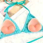 Resim Silikon Üçgen Sütyen Dolgu Pedleri - Şık Stil Düz Renk, Elde Yıkanabilir, Mayo ve Bikiniler için Yeniden Kullanılabilir, Tekstilsiz, 1 Çift Set 