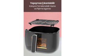 Resim Goldmaster Bella 1700W Xl Dokunmatik Cam Kapaklı Hazne Aydınlatmalı 3kg Tartı Fonksiyonlu Airfryer Sıcak Hava Fritözü 