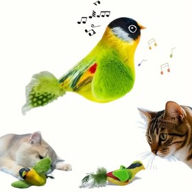 Resim Etkileşimli Gerçekçi Uçan Kuş Kedi Oyuncağı - Pilsiz, Güvenli Peluş Av Simülasyonu, İç Mekan Oyunları İçin Uygun - Gerçekçi Sarı Baş Yeşil Tüyler, Pil Gerekmez - Yavru Kediler, Yetişkin Kediler ve Tüm Irklar ve Yaşlar İçin Uygun - Doğal Av İçgüdülerini Geliştirir, Kedi Zenginleştirme,Zehirsiz 