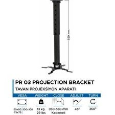 Resim Vontech PR03 35 - 55 CM Projeksiyon Tavan Askı Aparatı 