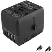 Resim Yaozixa Siyah Seyahat Evrensel Adaptörü - 3 Usb + Type-c Çok İşlevli Taşınabilir Şarj Aleti 
