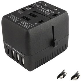 Resim Yaozixa Siyah Seyahat Evrensel Adaptörü - 3 Usb + Type-c Çok İşlevli Taşınabilir Şarj Aleti 