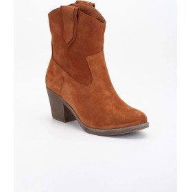 Resim Analin Shoes Kadın Deri Yumuşak Süet Western Kovboy Bot - Taba Süet 