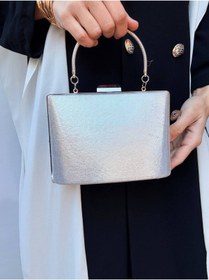 Resim Çanta Trend Kadın Taşlı El ve Uzun Zincir Askılı Kova Model Abiye Çanta ( Düğün Nişan Nikah Balo Mezuniyet ) 