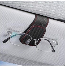 Resim Padalink Araç Güneş Gözlüğü Tutucu, Güneşlik Klembi, Multifonksiyonel Mikrofiber Malzeme, Karbon Desenli, Araç İçin Kucaklama Ve Saklama 