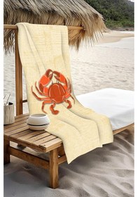 Resim Dijital Baskı Plaj Deniz Havlusu Yengeç Desenli Peştamal Hvl0122 Renkli 