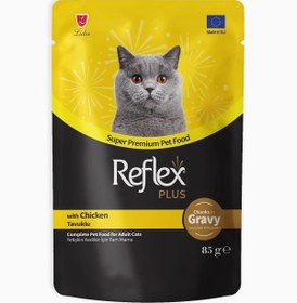 Resim Reflex Plus Tavuklu Gravy Soslu ve Et Parçacıklı Yetişkin Kedi Yaş Maması 85 gr 