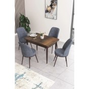 Resim Canisa Concept Nil Serisi 70 x 110 cm Sabit Barok Ahşap Desen Mutfak Masa Takımı+4 Adet Sandalye 