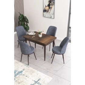 Resim Canisa Concept Nil Serisi 70 x 110 cm Sabit Barok Ahşap Desen Mutfak Masa Takımı+4 Adet Sandalye 