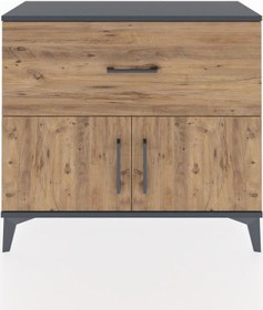 Resim Arges Şifonyer Tek Raflı Tek Çekmeceli 2 Kapaklı 88x30x80 Antrasit-çam Antrasit 