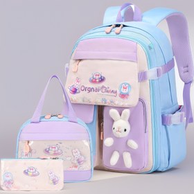 Resim Pastel Mor & Mavi Sırt Çantası, Sevimli Tavşanlı, Hafif Okul Çantası, Laptop Bölmeli, Ayarlanabilir Omuz Askılı - 38.1cm Laptop Uyumlu, Kızlar ve Gençler İçin, Günlük Kullanım, Seyahat, Üniversite, Geniş Bölümlü, Çok Amaçlı Çanta, Öğrenci İhtiyaçları 