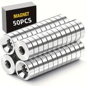 Resim 50 adet 10mm*3mm Açıklık 3mm Buzdolabı Mıknatısı, Batık Baş Delikli - Ağır Hizmet Yuvarlak Nadir Toprak Metal Mıknatıs, Güç Gerektirmez 